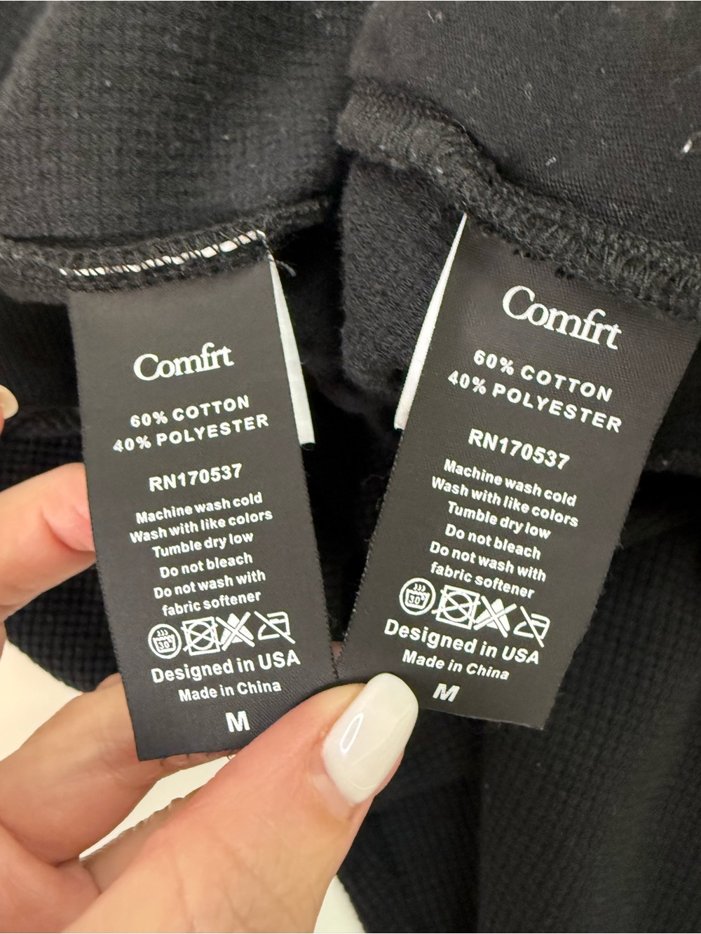 Comfrt Waffle Knit Lounge Set Crewneck Sweatshirt & Wide Leg Pants Black Size M - Picture 7 of 14